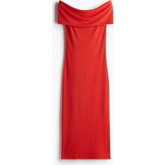 H&M Klänningar H&M Dam Röd Off shoulder-klänning