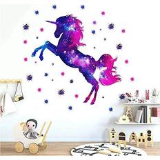 Purple Interior Decorating Simon Unicorn Decals, Purple Glitter Galaxy Unicorn Wall Decor,Removable Unicorn