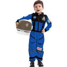 Spooktacular Creations Blue Astronaut Costume with Helmet for Kids, Space Suit, Space Jumpsuit, Halloween Astronaut NASA Pilot Costume for Boys Girls Pretend Role Play Dress Up-L