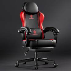 Dowinx Gaming Chair with Pocket Spring Cushion and Massage Lumbar Support, Ergonomic Computer Chair with Footrest for Adults, High Back Leather Game Chair for Office Gaming 300LBS, Red