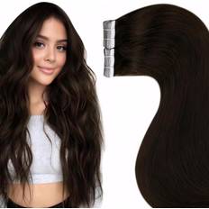 Tape Extensions LaaVoo LaaVoo Invisible Tape in Hair Extensions Human Hair Dark Brown Tape
