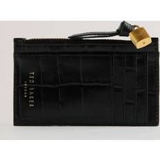 BROMTON Padlock Jet Black Croc Leather Card Holder