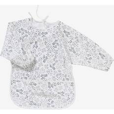 Smock-Like Bib with Long Sleeves White Print