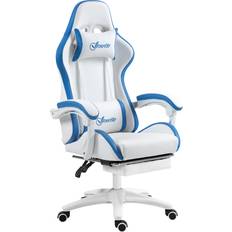 Blue Gaming Chairs Vinsetto Racing Style Gaming Chair with Reclining Function Footrest, Blue
