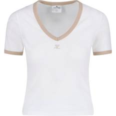 V-Neck T-Shirt - White/Sand