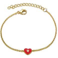 14k - Children Bracelets Rachel Glauber GigiGirl Kids 14k Gold Plated Red Heart Charm Red