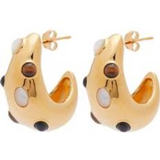 Missoma Silver Earrings Missoma Women's Stone Encrusted Dome Hoops Gold One