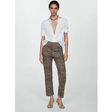 Mango Dam Byxor & Shorts Mango Leopard Print Straight Jeans - Brun
