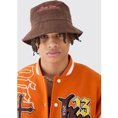 Ruskea Hatut boohooMAN Corduroy Bucket Hat - Chocolate