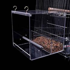 Pets Esoes Bird Cage Feeders No Mess Acrylic Automatic Seed Food Container