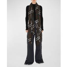 Noir Écharpes Burberry Check Wool Scarf - Marrone