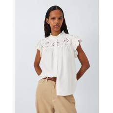 Rails Marlene Cap Sleeve Eyelet Cotton Blouse, White Denim