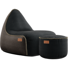 The canvas chair SACKit Canvas Lounge Chair & Pouf Black/Brown/Black Sækkestol 2stk