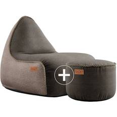 The canvas chair SACKit Canvas Lounge Chair & Pouf Brown/Sand/Brown Sækkestol 2stk