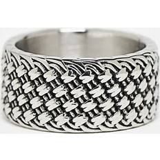 Stainless Steel - Women Rings ASOS DESIGN Waterproof Stainless Steel Band Ring Texture - Burnished Silver