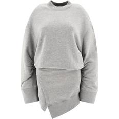 The Attico Womens Asymmetric Hem Cotton Jersey Mini Dress - Light Grey