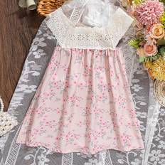 Dinosaurs Children's Clothing Shein Baby Girl Patchwork Floral Print Embroidered BurntOut Square Neck Cute Summer Dress