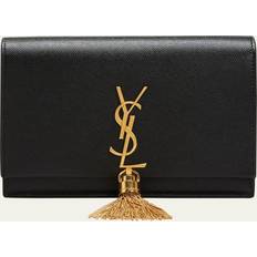 Saint Laurent Crossbody Bags Saint Laurent Kate Tassel YSL Wallet on Chain in Grained Leather BLACK