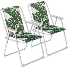 Harbour Housewares Folding Metal Beach Pack 2 Garden Dining Chair