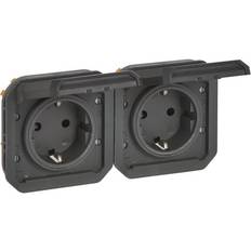 Legrand Plexo55 Fortrådet Dobbelt Schuko Stikkontakt 16A 4M Antracit