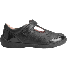 Patent Leather Children's Shoes Dazzle Rip-Tape T-Bar-Frst School Shoes - Black Leather/Patent