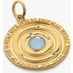 Cristal Breloques et Pendentifs Monica Vinader Gold Ocean Pendant Charm Aquamarine