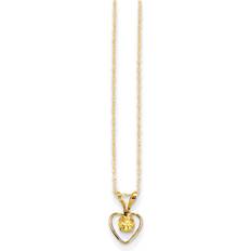 Children - Gold Necklaces Primal Gold by: VSirius Inc, Karat Yellow 3mm Citrine Heart Birthstone Necklace