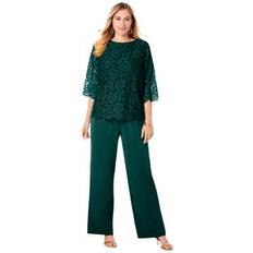 Jessica London Jumpsuits & Overalls Jessica London Plus Women's Popover Lace Jumpsuit in Emerald Green Size W