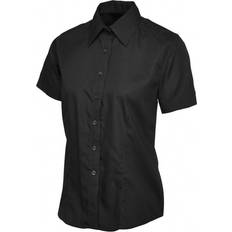 Black - Women Shirts Uneek ladies poplin half sleeve shirt uc712