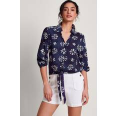 Clothing Monsoon Loretta Ecovero Batik Shirt, Navy/White