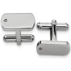 Silver Cufflinks Chisel Stainless steel diamond accent cufflinks 9.25