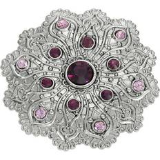 Blue Brooches 2028 Crystal Silver-Tone Flower Brooch Purple