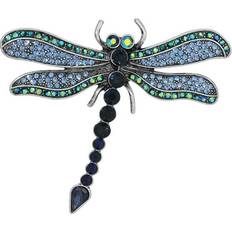 Blue Brooches 2028 Silver-Tone Ab Glass Stone Dragonfly Pin Blue