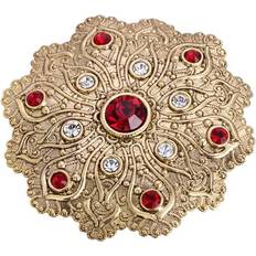 Blue Brooches 2028 Crystal Gold-Tone Flower Brooch Red