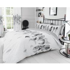 Smart Living Printed Feathers Duvet Cover White (230x220cm)