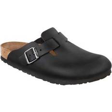 Birkenstock Boston Oiled Leather Clogs Narrow Footbed Black