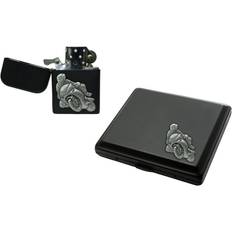 Rökningstillbehör Knight Matt Black Cigarette Case and Stormproof Petrol Lighter