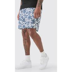 5XL Badehosen boohooMAN Plus Abstract Printed Swim Shorts - Black