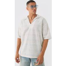 Hemden boohooMAN Overhead V Neck Woven Stripe Shirt - Blue