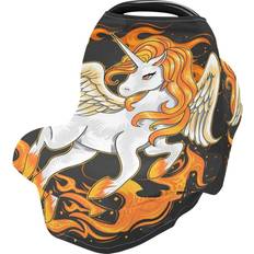 White Summer Cover Vnurnrn White Unicorn Fire Horse Stretchy Baby Car Seat Cover