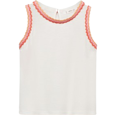 Buttons Tank Tops Children's Clothing Mango Tank Top with Embroidered Detail - Off White (67028652)