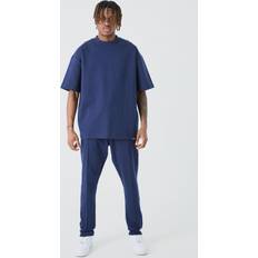 Housut boohooMAN Oversized T-shirt and Taper Jogger Set - Navy