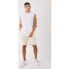 Beige Pajamas boohooMAN Mens Oversized Tank And Jacquard Shorts Set Beige