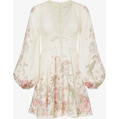 Zimmermann Womens Cream Floral Waverly Linen Mini Dress