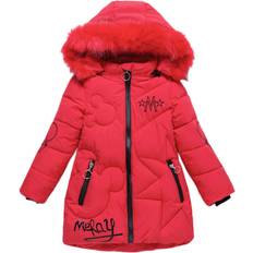 Xcsgsra Red, 9-10 Years Kids Girls Long Coat Padded Winter Jacket Puffer Multicoloured One