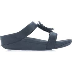 Fitflop Slides Fitflop Womenss Lulu Crystal-Circlet H-Bar Slide Sandals in Navy Leather archived