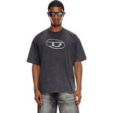 Diesel Herre Klær Diesel Verblasstes T-Shirt mit Oval D-Print - Schwarz/Black Denim/Offwhite