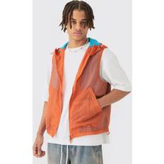 Mies - Oranssi Liivit boohooMAN Mens Sheer Ripstop Hooded Utility Tank Orange