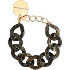 Vanessa Baroni Armband flat chain khaki marble
