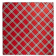 Red Scarfs Burberry Check Square Silk Scarf